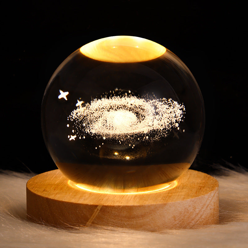 3D Galaxy Crystal Ball Lamp – LED Planet Night Light for Kids & Home Decor