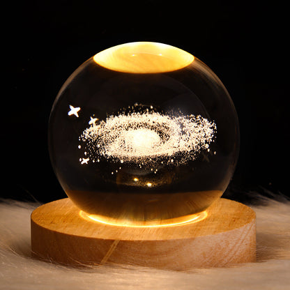 3D Galaxy Crystal Ball Lamp – LED Planet Night Light for Kids & Home Decor