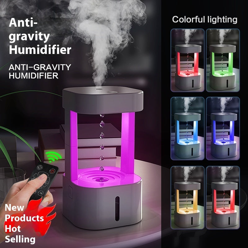 Anti-Gravity Drop Humidifier – Quiet Mist Maker with 580ml Tank for Home & Office