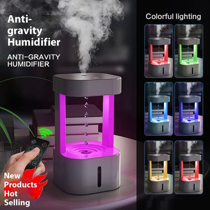 Anti-Gravity Drop Humidifier – Quiet Mist Maker with 580ml Tank for Home & Office