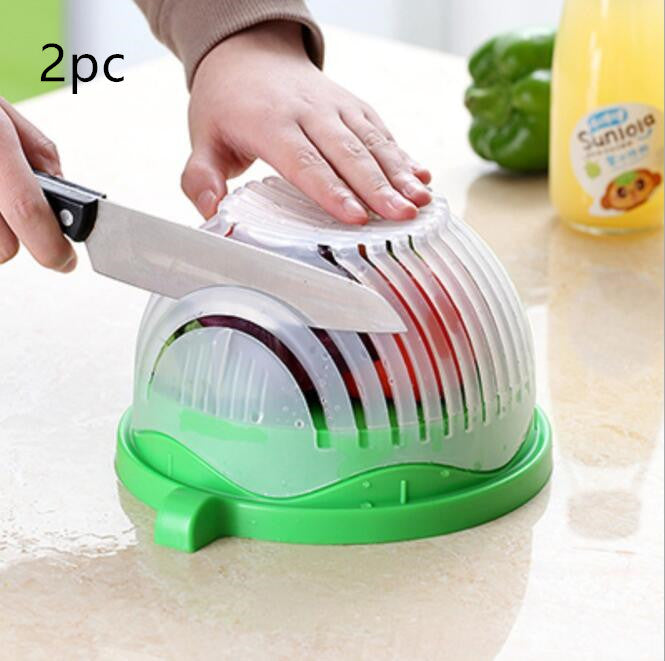 3-in-1 Salad Cutter Bowl – Slice, Rinse & Serve with Safety and Ease