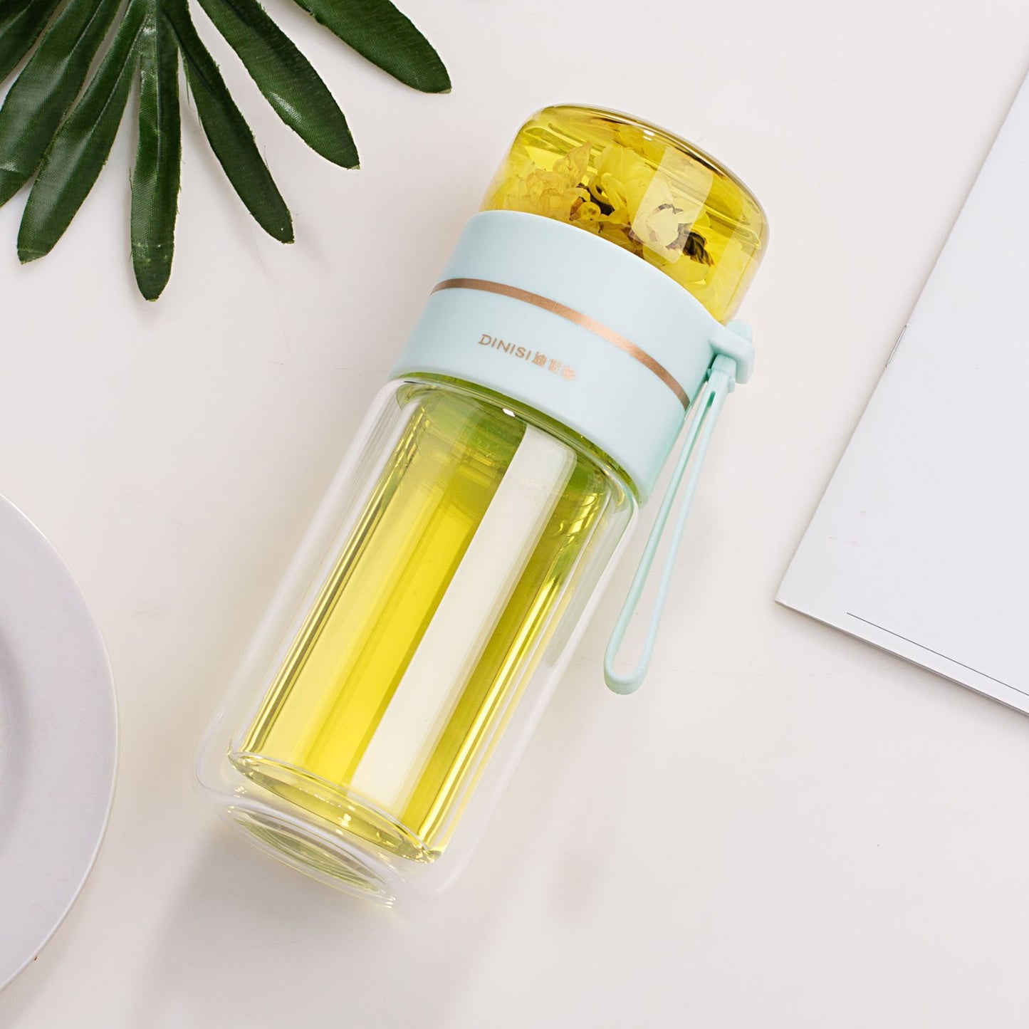Double Wall Glass Bottle – Leakproof Tea Infuser with Built-In Filter