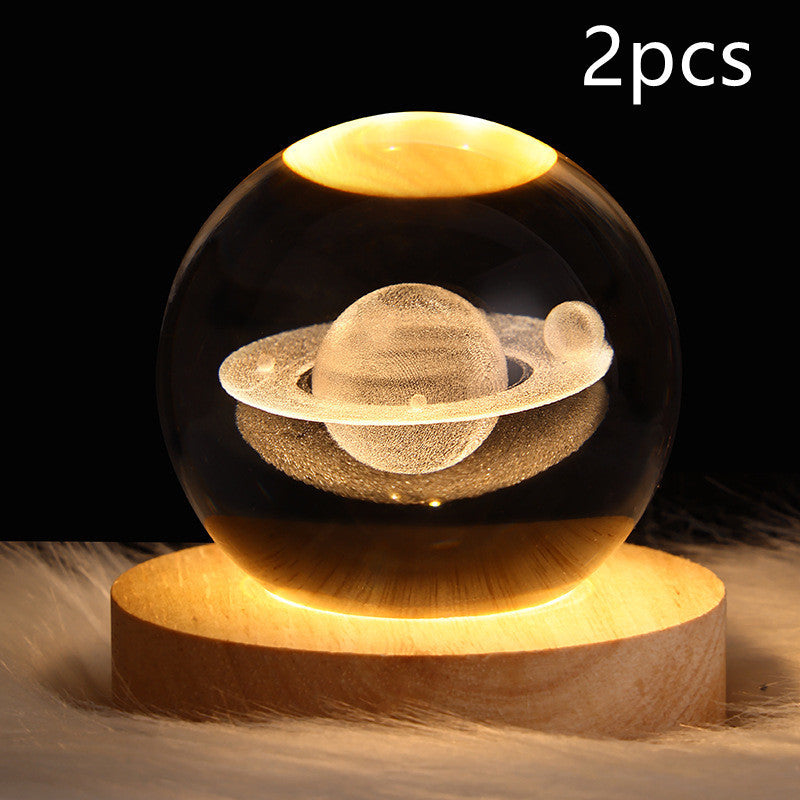 3D Galaxy Crystal Ball Lamp – LED Planet Night Light for Kids & Home Decor