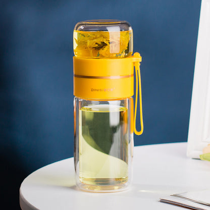 Double Wall Glass Bottle – Leakproof Tea Infuser with Built-In Filter