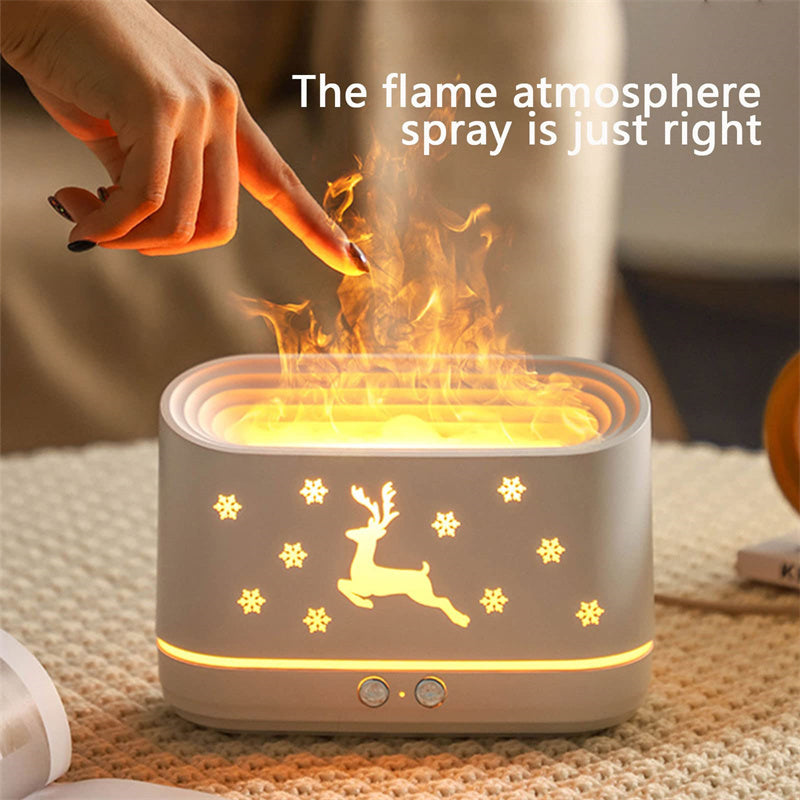 Elk Flame Humidifier – Silent Diffuser with Cozy Glow for Holiday Home Decor
