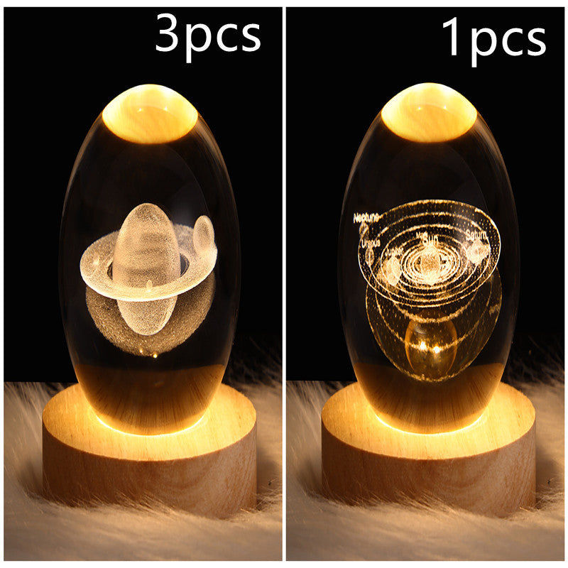 3D Galaxy Crystal Ball Lamp – LED Planet Night Light for Kids & Home Decor