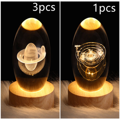 3D Galaxy Crystal Ball Lamp – LED Planet Night Light for Kids & Home Decor