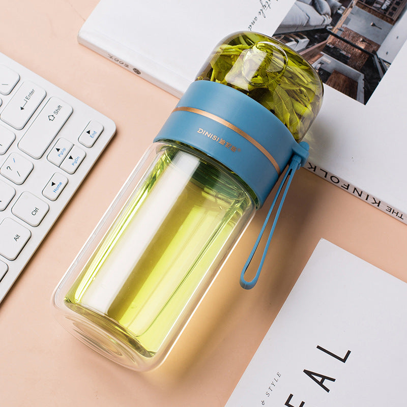 Double Wall Glass Bottle – Leakproof Tea Infuser with Built-In Filter