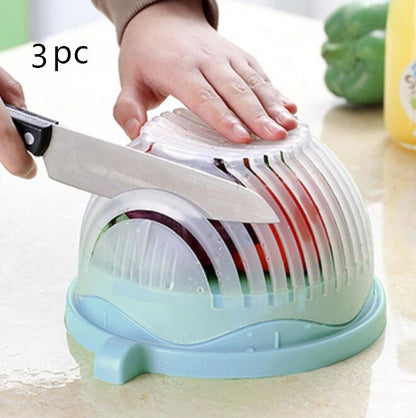 3-in-1 Salad Cutter Bowl – Slice, Rinse & Serve with Safety and Ease