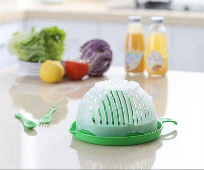 3-in-1 Salad Cutter Bowl – Slice, Rinse & Serve with Safety and Ease