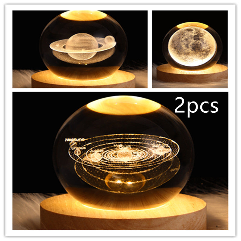 3D Galaxy Crystal Ball Lamp – LED Planet Night Light for Kids & Home Decor