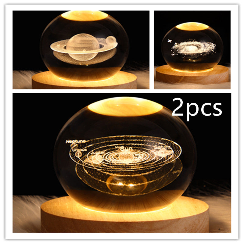 3D Galaxy Crystal Ball Lamp – LED Planet Night Light for Kids & Home Decor