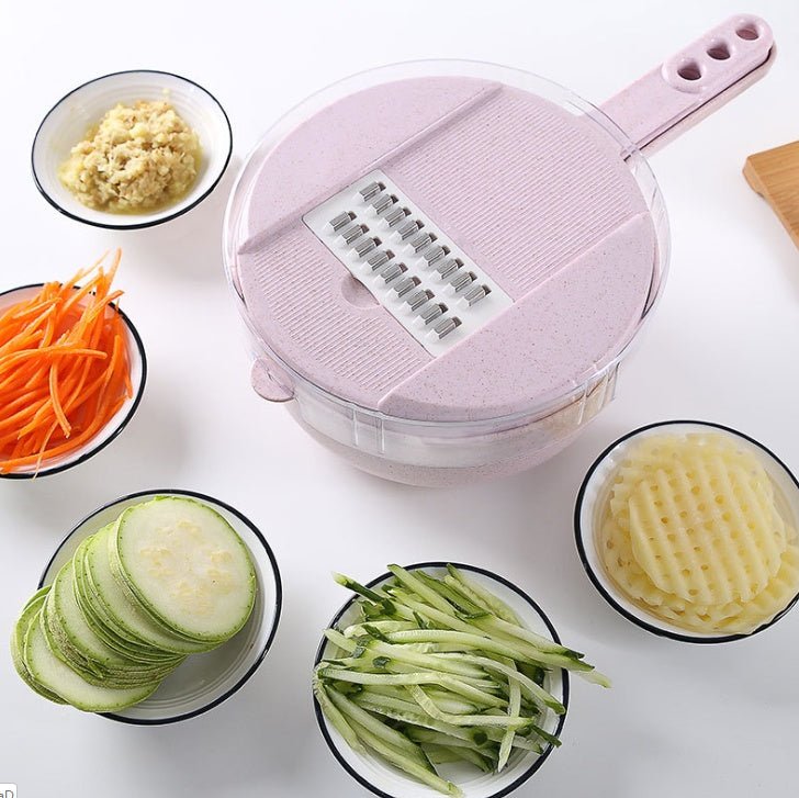 8-in-1 Kitchen Mandoline Slicer – Multi-Blade Veg Cutter with Peeler & Strainer - Slushin_Dept