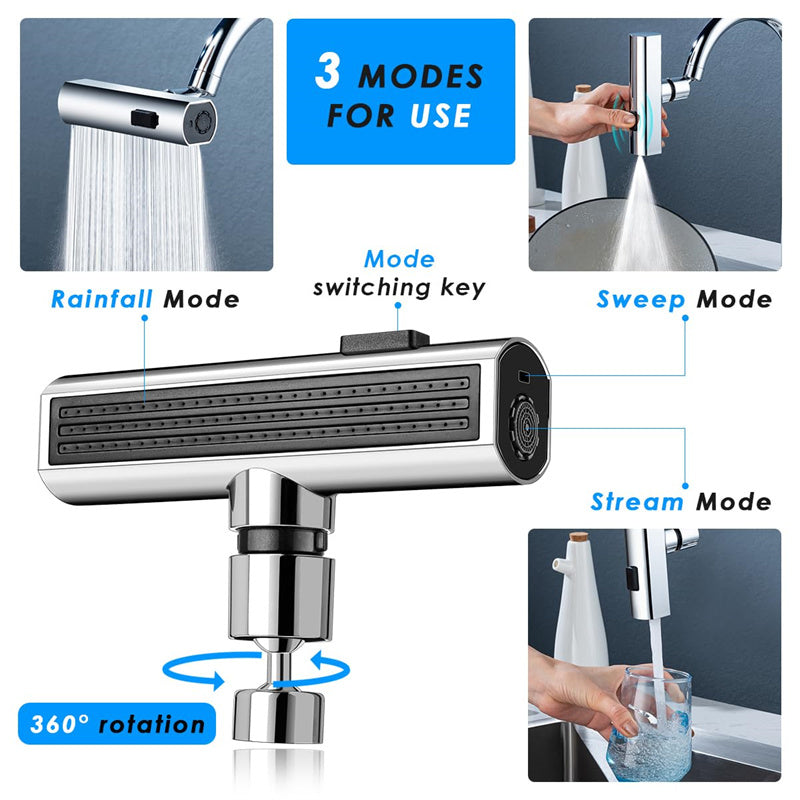 360° Rotating Faucet Nozzle – Splash-Proof Waterfall Bubbler for Sinks