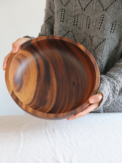 Natural Wooden Bowl – Rustic Fruit & Salad Server for Home or Restaurant