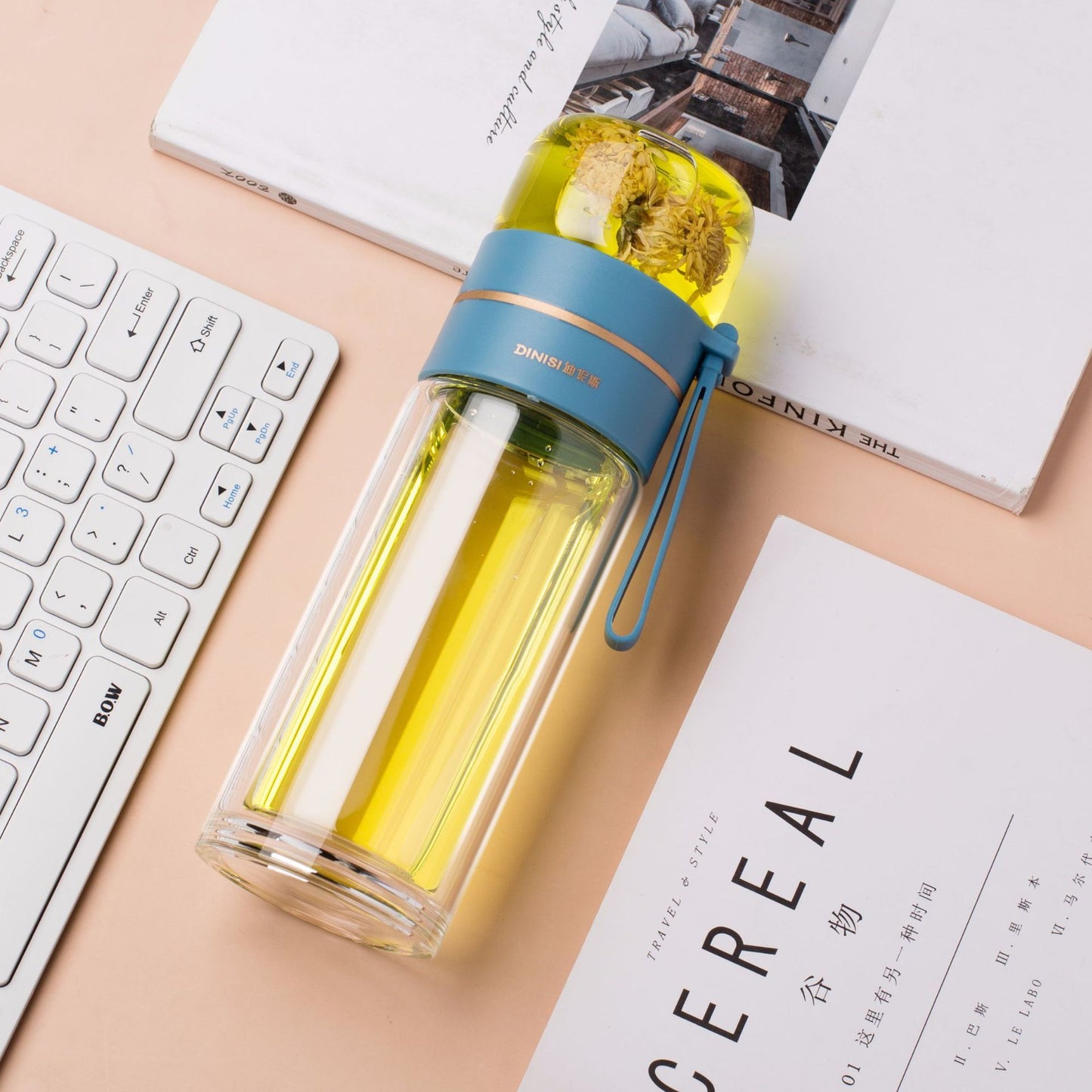 Double Wall Glass Bottle – Leakproof Tea Infuser with Built-In Filter
