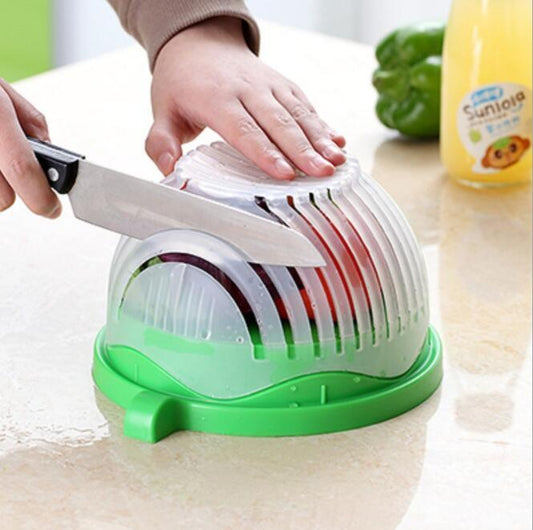 3-in-1 Salad Cutter Bowl – Slice, Rinse & Serve with Safety and Ease