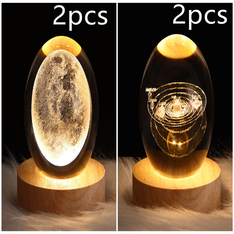 3D Galaxy Crystal Ball Lamp – LED Planet Night Light for Kids & Home Decor