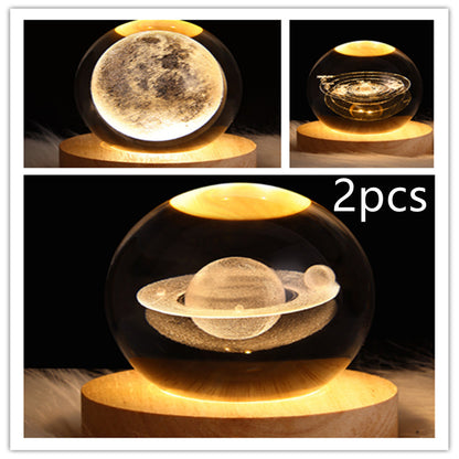 3D Galaxy Crystal Ball Lamp – LED Planet Night Light for Kids & Home Decor