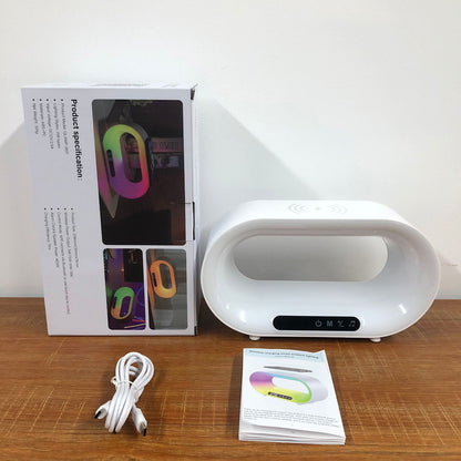 3-in-1 Smart LED Lamp – RGB Night Light, Wireless Charger & Alarm Clock with App Control
