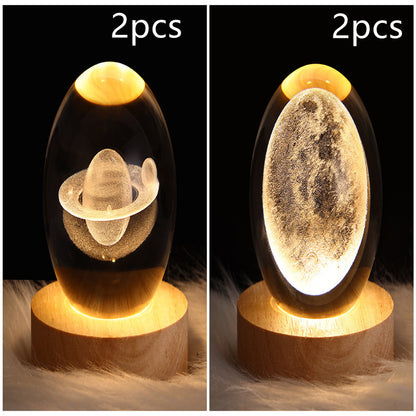 3D Galaxy Crystal Ball Lamp – LED Planet Night Light for Kids & Home Decor
