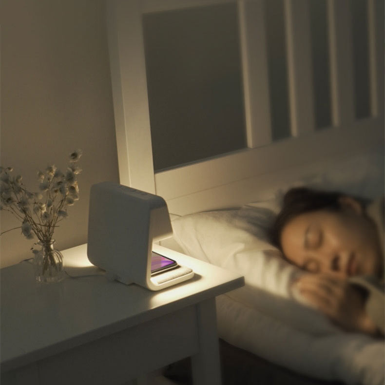 3-in-1 Bedside Lamp – LCD Alarm Clock with Wireless Phone Charging