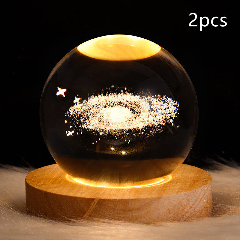 3D Galaxy Crystal Ball Lamp – LED Planet Night Light for Kids & Home Decor