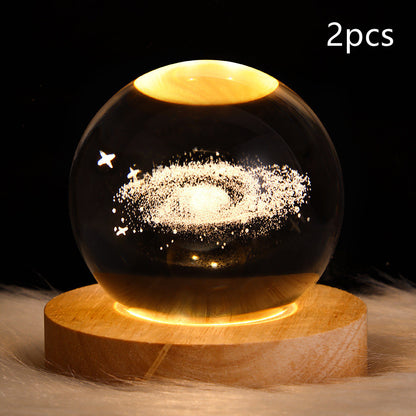 3D Galaxy Crystal Ball Lamp – LED Planet Night Light for Kids & Home Decor