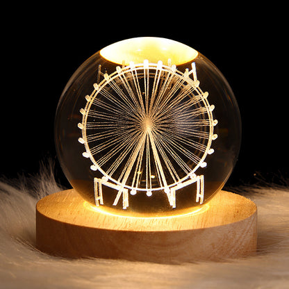 3D Galaxy Crystal Ball Lamp – LED Planet Night Light for Kids & Home Decor