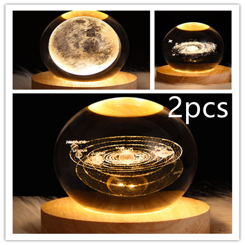 3D Galaxy Crystal Ball Lamp – LED Planet Night Light for Kids & Home Decor