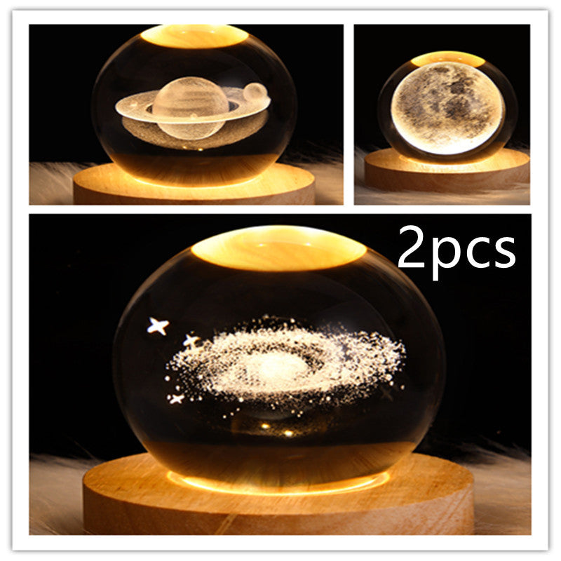 3D Galaxy Crystal Ball Lamp – LED Planet Night Light for Kids & Home Decor