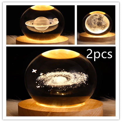 3D Galaxy Crystal Ball Lamp – LED Planet Night Light for Kids & Home Decor