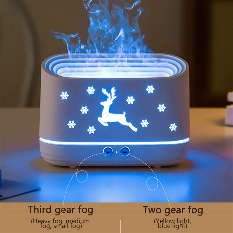 Elk Flame Humidifier – Silent Diffuser with Cozy Glow for Holiday Home Decor