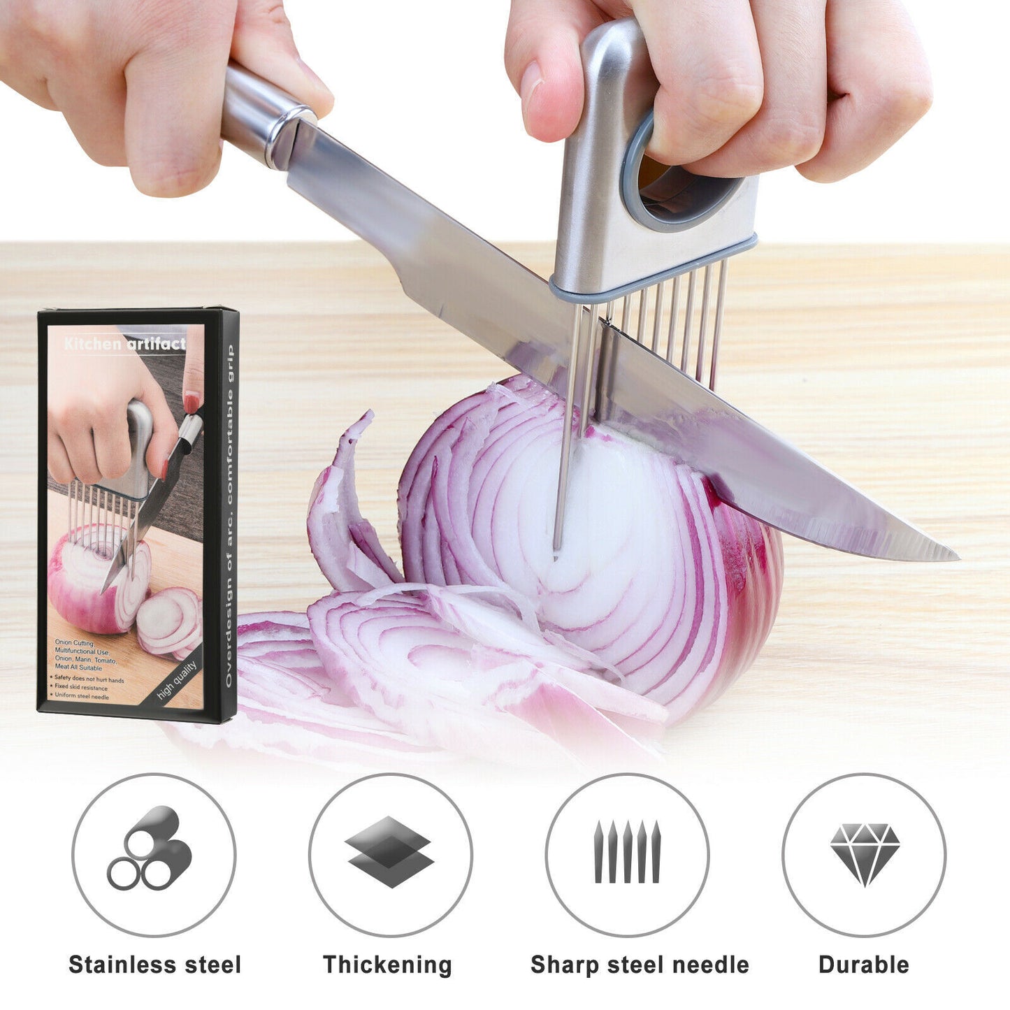 Stainless Steel Vegetable Holder – Precise Veggie Slicing Made Easy