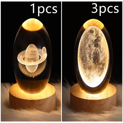 3D Galaxy Crystal Ball Lamp – LED Planet Night Light for Kids & Home Decor