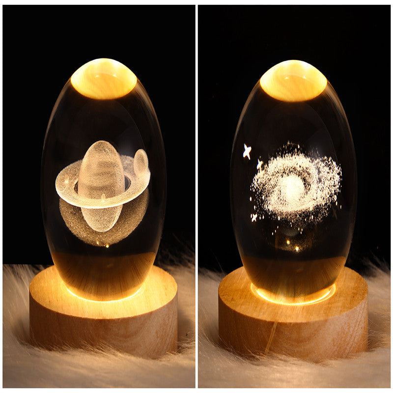 3D Galaxy Crystal Ball Lamp – LED Planet Night Light for Kids & Home Decor