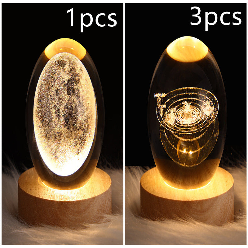 3D Galaxy Crystal Ball Lamp – LED Planet Night Light for Kids & Home Decor