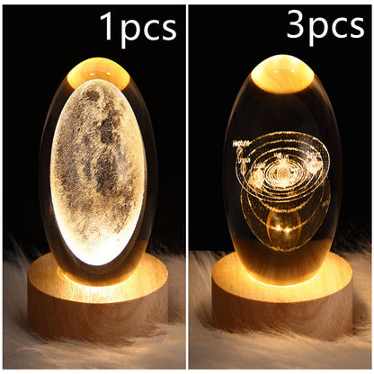 3D Galaxy Crystal Ball Lamp – LED Planet Night Light for Kids & Home Decor