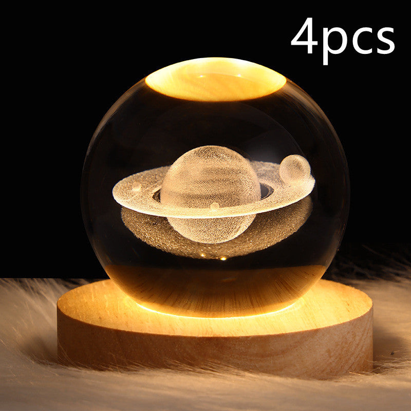 3D Galaxy Crystal Ball Lamp – LED Planet Night Light for Kids & Home Decor