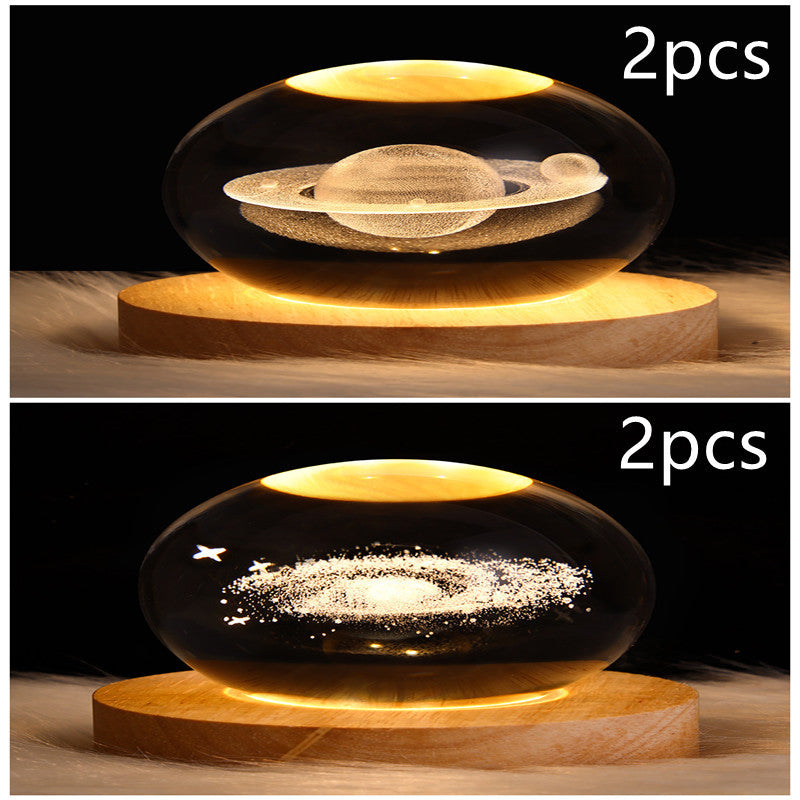 3D Galaxy Crystal Ball Lamp – LED Planet Night Light for Kids & Home Decor