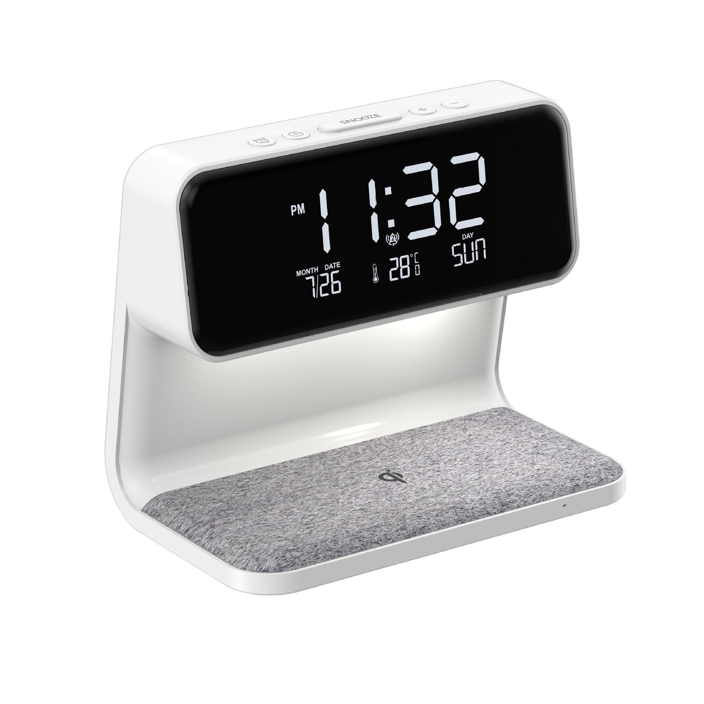3-in-1 Bedside Lamp – LCD Alarm Clock with Wireless Phone Charging
