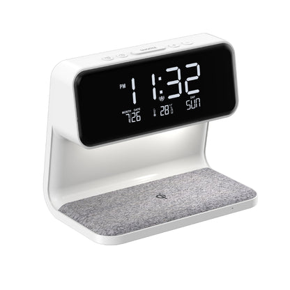 3-in-1 Bedside Lamp – LCD Alarm Clock with Wireless Phone Charging