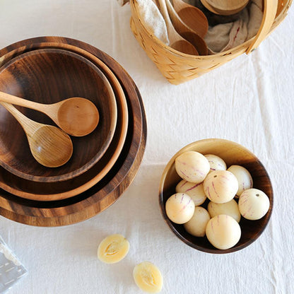 Natural Wooden Bowl – Rustic Fruit & Salad Server for Home or Restaurant