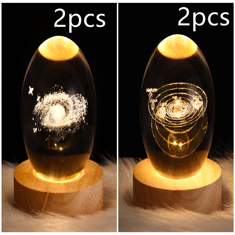 3D Galaxy Crystal Ball Lamp – LED Planet Night Light for Kids & Home Decor