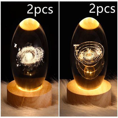 3D Galaxy Crystal Ball Lamp – LED Planet Night Light for Kids & Home Decor