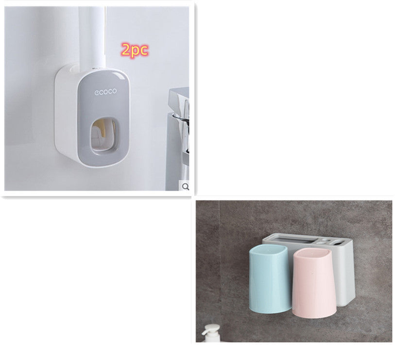 Wall-Mounted Automatic Toothpaste Dispenser – Bathroom Organizer Set