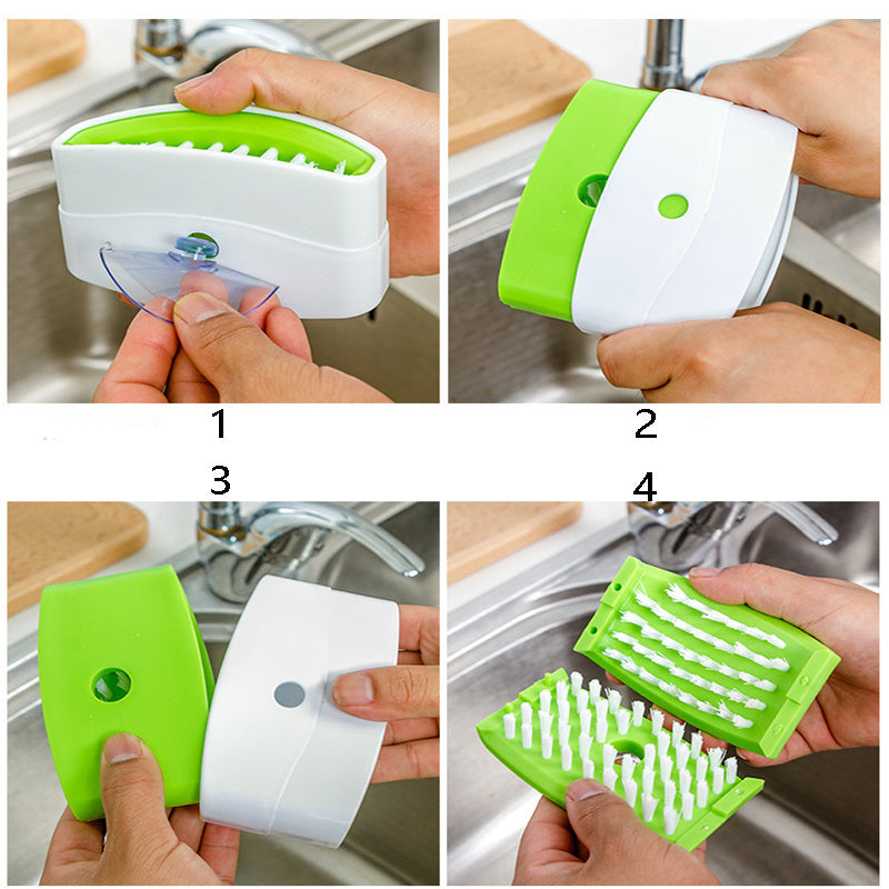 2-in-1 Kitchen Cleaning Brush – Suction Cup Scrubber for Utensils & Produce