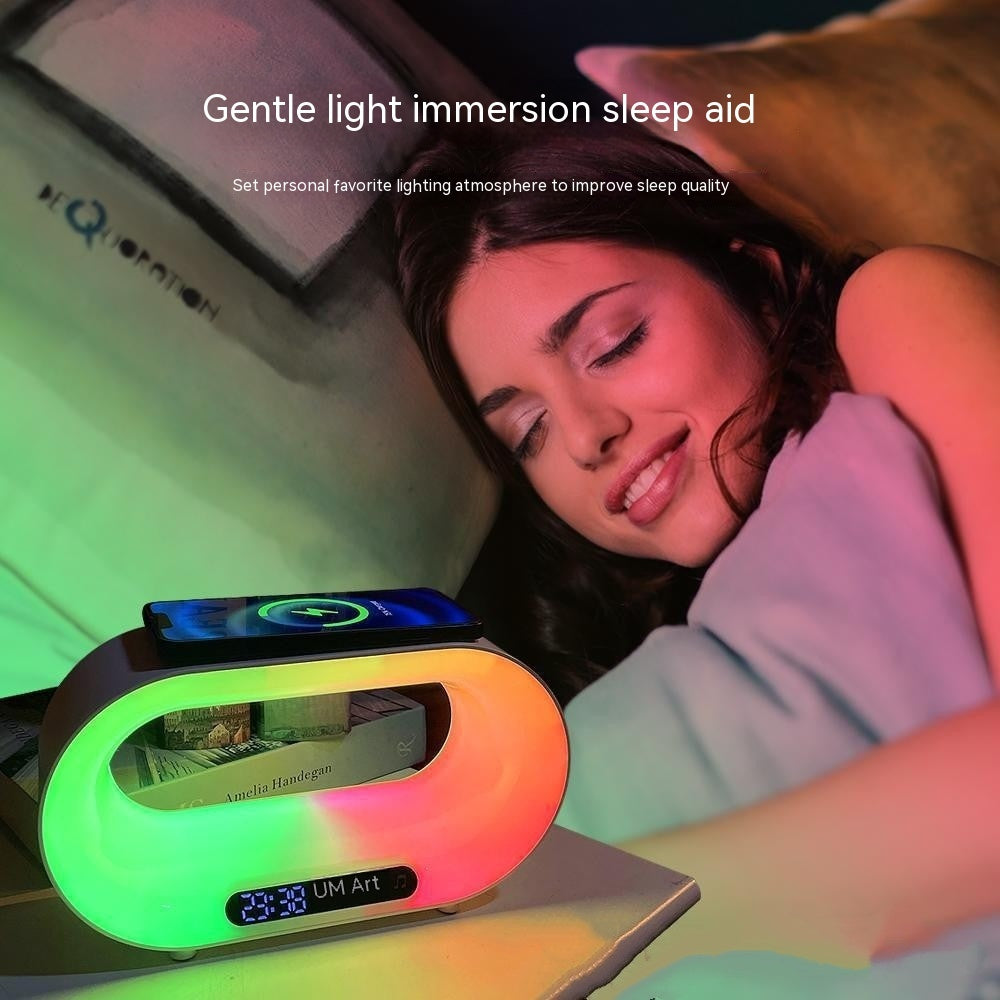 3-in-1 Smart LED Lamp – RGB Night Light, Wireless Charger & Alarm Clock with App Control