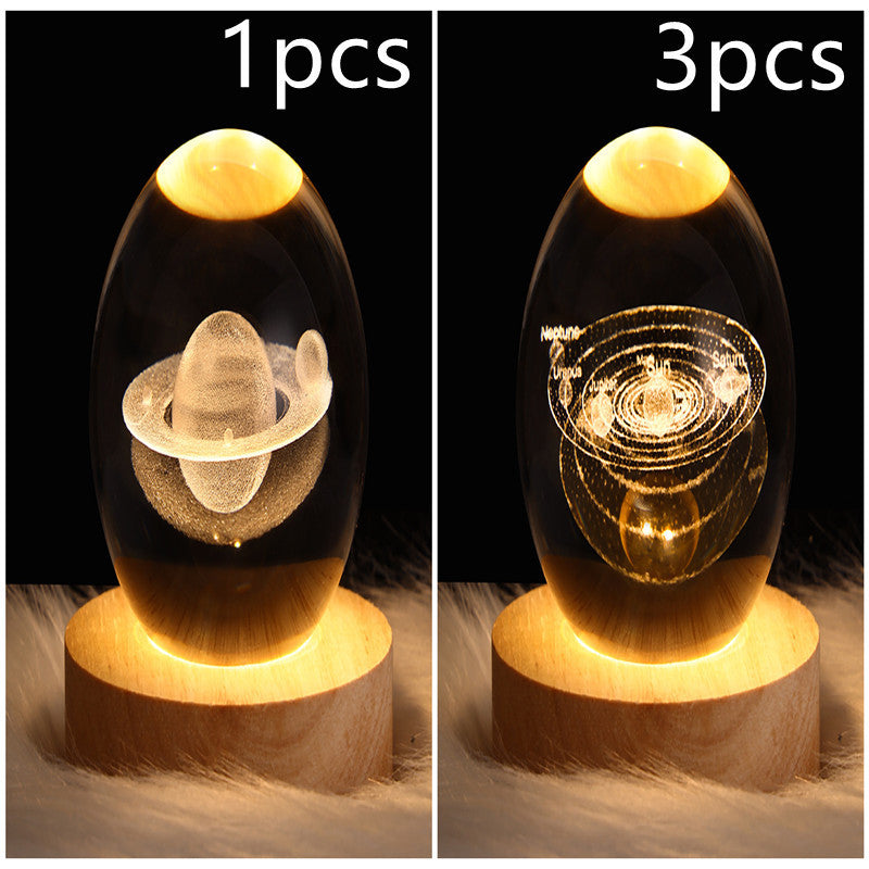 3D Galaxy Crystal Ball Lamp – LED Planet Night Light for Kids & Home Decor