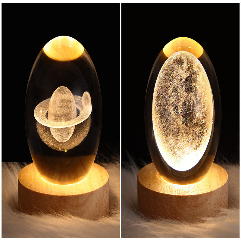 3D Galaxy Crystal Ball Lamp – LED Planet Night Light for Kids & Home Decor